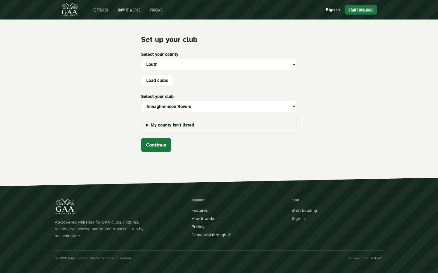 Find your club — GAA Builder