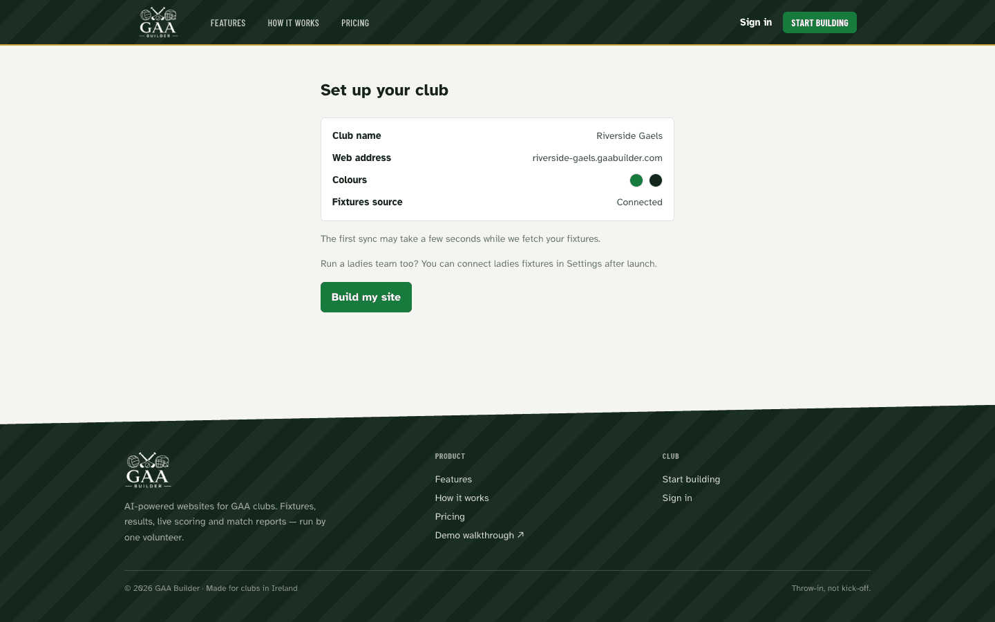 Review & build — GAA Builder